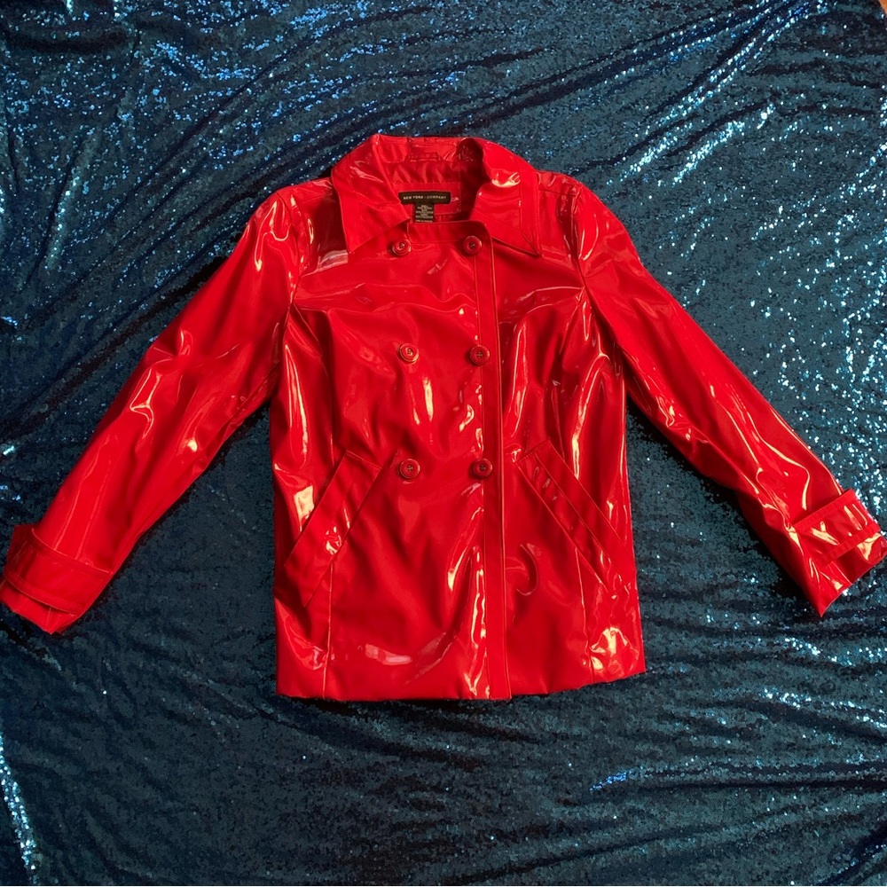 Red PVC Pea Coat